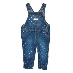 Oshkosh Bgosh Overalls Girls 12 Months Blue White Polka Dot Vestbak Rustic Retro
